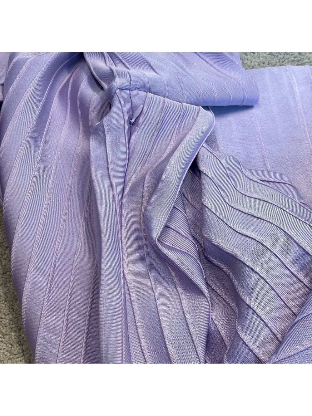 St. John Ottoman ribbed open back knit fit & flare midi dress lilac purple NWT - Picture 10 of 16